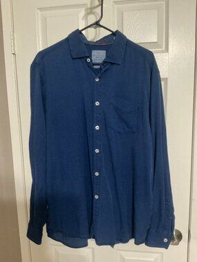 Tommy Bahama Jeans Men’s Large Blue Tencel Cotton Button-Down Shirt